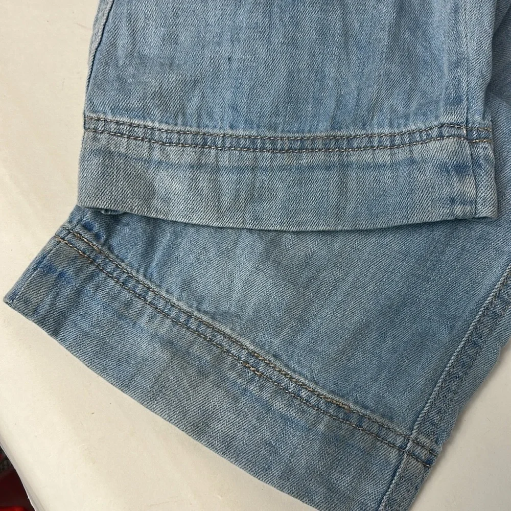 Women's Light Blue Denim Jumpsuit free people size small missing a button - Picture 12 of 13